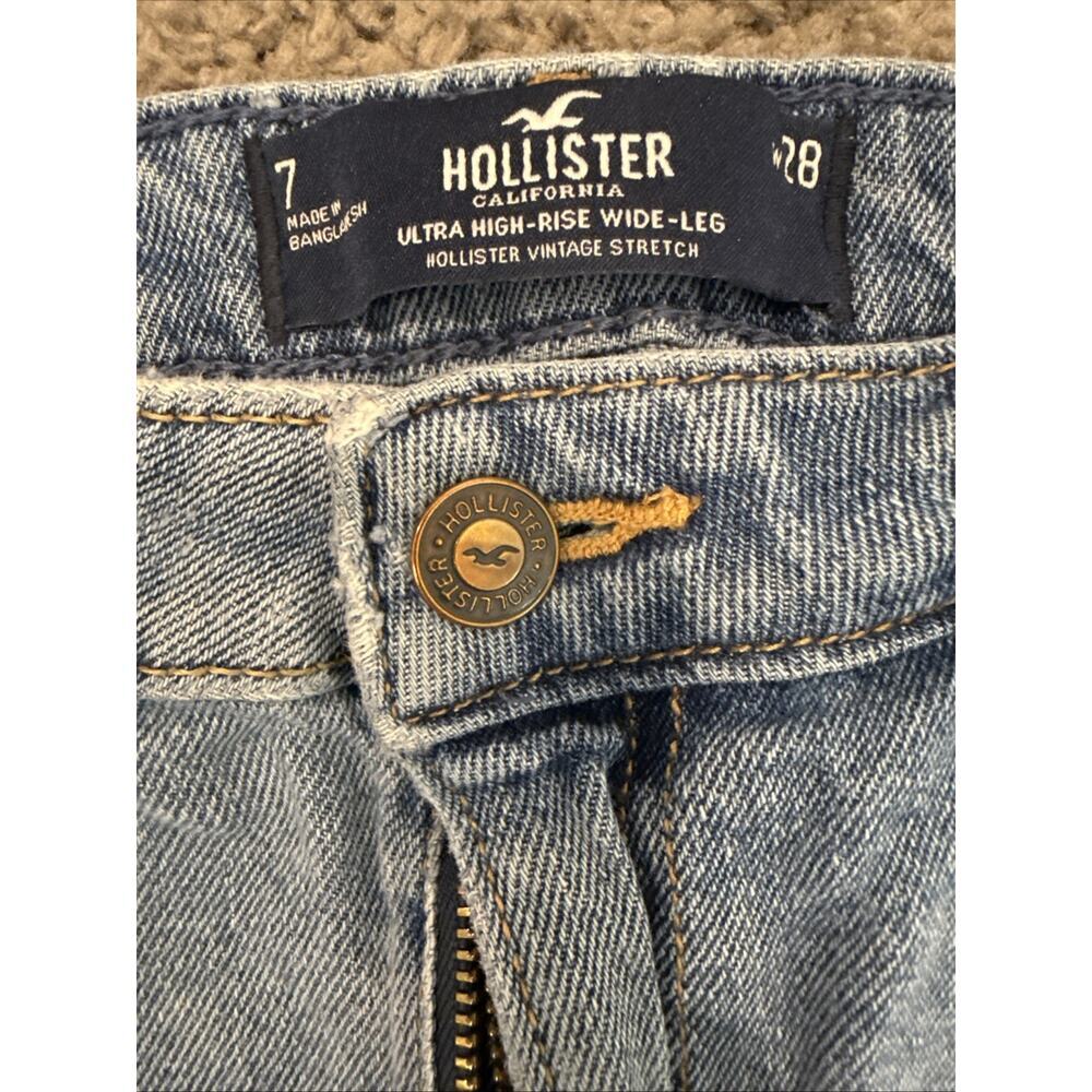 Hollister Jeans Women’s Ultra High Rise Wide Leg Vintage Stretch‎ Flare 7 W28 - Picture 6 of 8